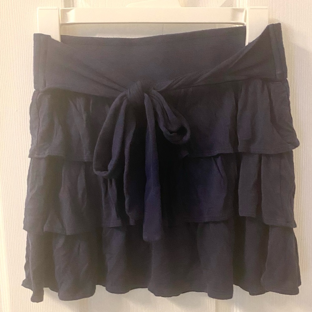 Navy Blue Ruffled Mini Skirt